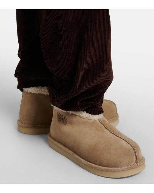 Miu Miu Natural Shearling-Lined Suede Ankle Boots
