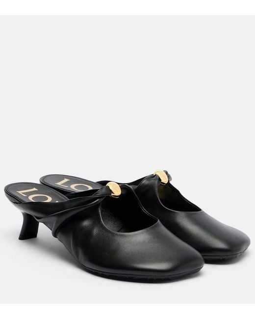 Loewe Black Pebble Soft Leather Mules