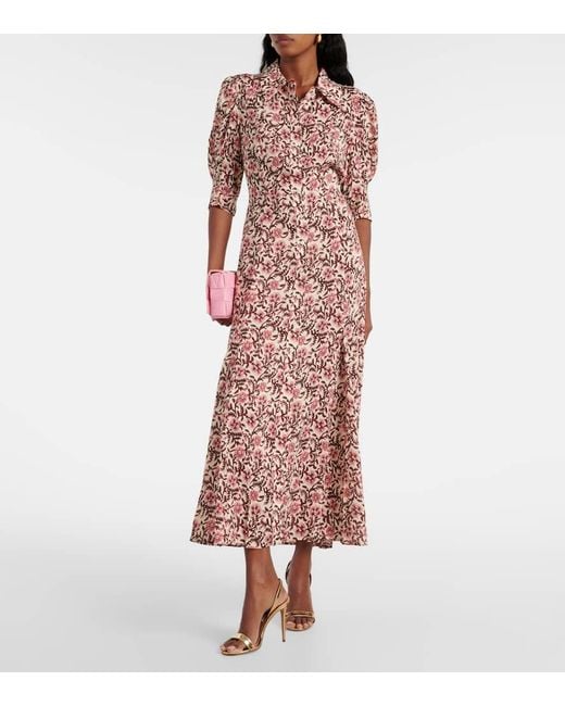 Rixo Pink Hemdblusenkleid Bloom