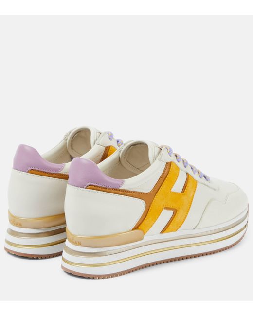 Hogan White Midi H222 Leather Sneakers