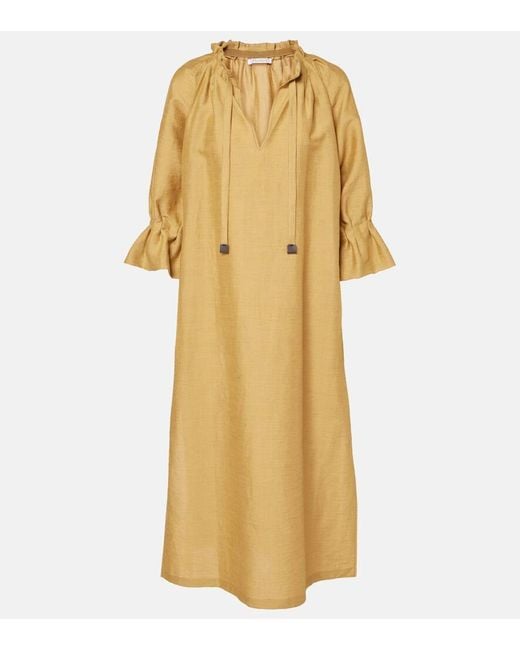Max Mara Yellow Jene Linen And Silk-Blend Shirt Dress