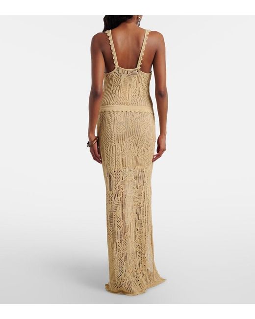 Isabel Marant Natural Ornella Beaded Crochet Maxi Dress