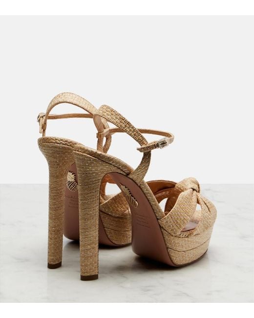 Aquazzura Metallic Nina Raffia Platform Sandals
