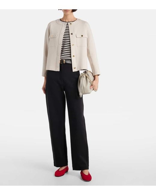 Max Mara Blue Grana Cotton-Blend Wide-Leg Pants
