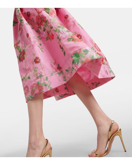 Markarian Pink Giorgia Floral Off-shoulder Midi Dress