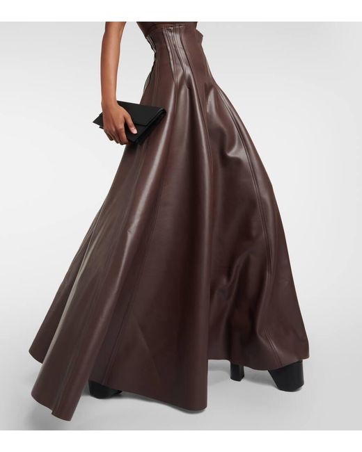 Falda larga Grace de piel sintetica Norma Kamali de color Brown