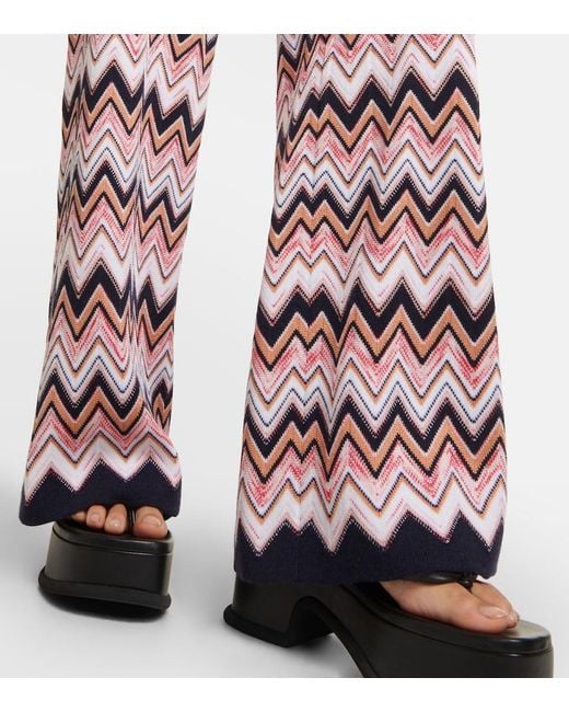 Missoni Red Chevron-Knit Straight Leg Trousers