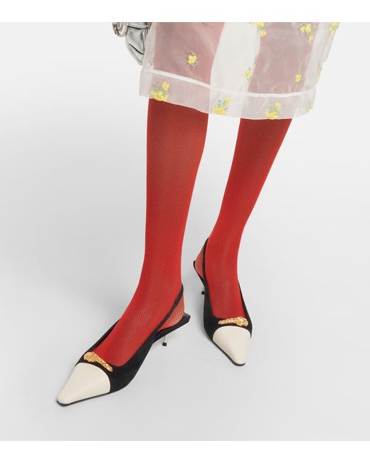 Gucci Tiger Head Slingback Pumps Women's Suede/leather in Black Lyst