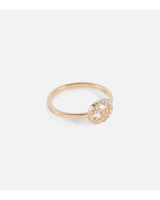 Gucci White Interlocking G 18Kt Ring With Diamonds