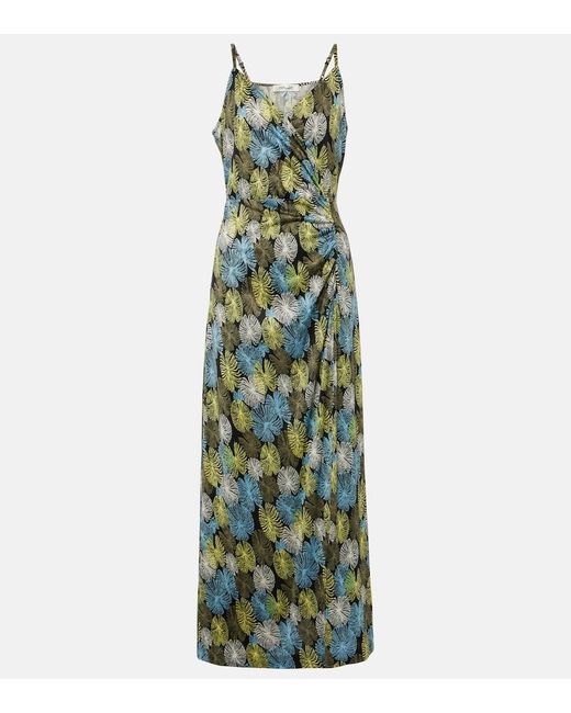 Diane von Furstenberg Green Saavya Printed Jersey Maxi Dress