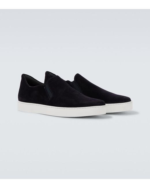 Manolo Blahnik Black Nadores Suede Slip-On Sneakers for men