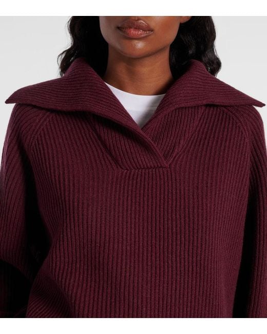 Brunello Cucinelli Red Wool, Cashmere, And Silk Sweater