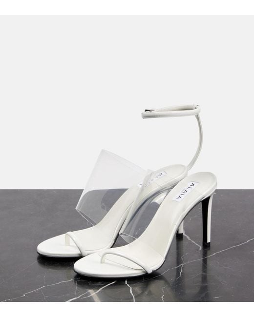 Alaïa White Asymmetric Patent-Leather And Pvc Sandals