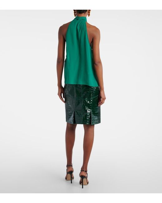 Tom Ford Green Halterneck Silk Georgette Top