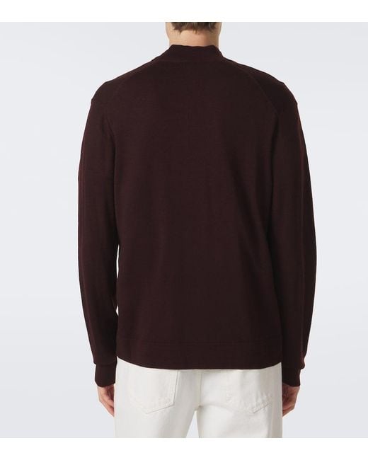 Sunspel Brown Wool Half-Zip Sweater for men