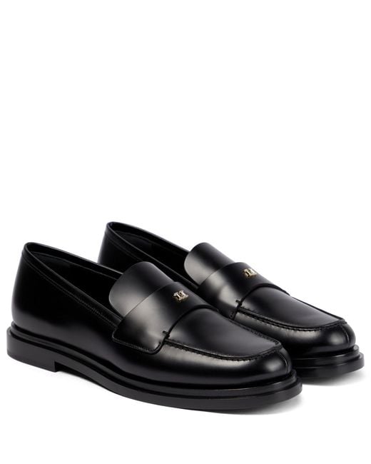 Max Mara Leather Loafers in Nero (Black) Lyst