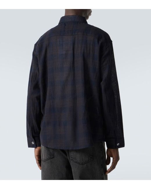 FRAME Blue Plaid Wool Shirt for men