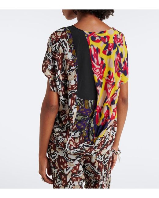 Top Estampado Drapeado Dries Van Noten de color Multicolor