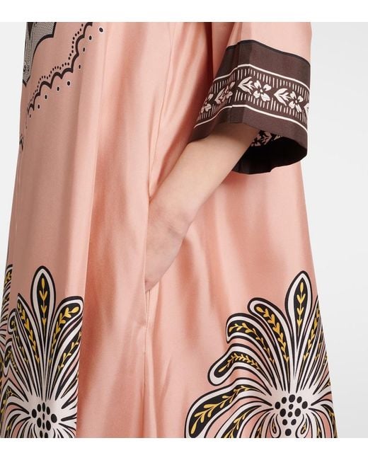 LaDoubleJ Pink Muumuu Printed Silk Twill Maxi Dress