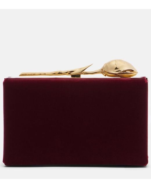Erdem Red Bloom Mini Velvet Clutch