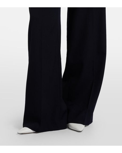 The Row Blue Dender Wool Gabardine Wide-Leg Pants
