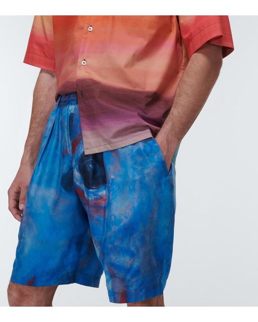 Marni Blue Printed Silk Shorts for men