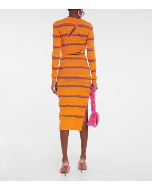 Jacquemus Orange Midi Skirt