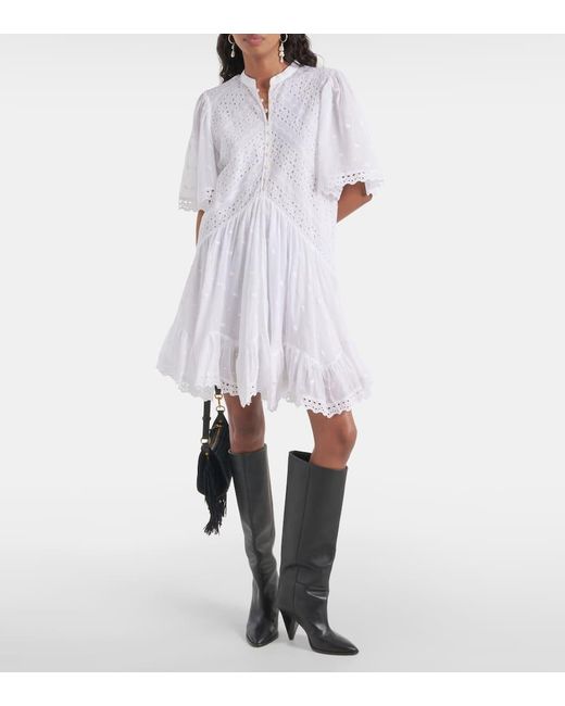 Vestido corto Slayae de algodon bordado Isabel Marant de color White