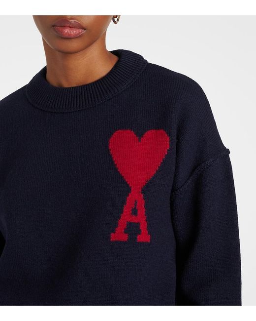 AMI Blue Ami De Cour Wool Sweater