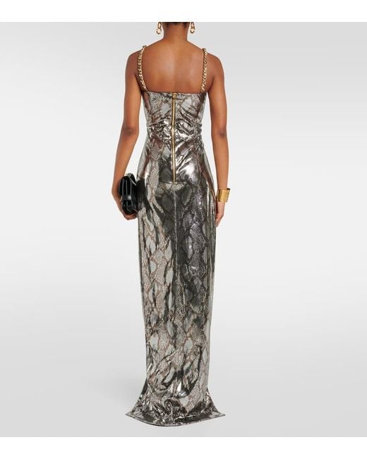 Vestido De Fiesta Con Detalle De Cadena Balmain de color White