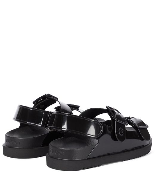 black rubber platform sandals