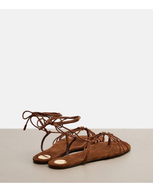 Saint Laurent Brown Babylone Suede Sandals