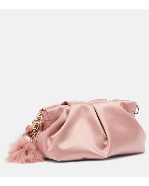 Christian Louboutin Pink Eva Small Crepe Satin Clutch