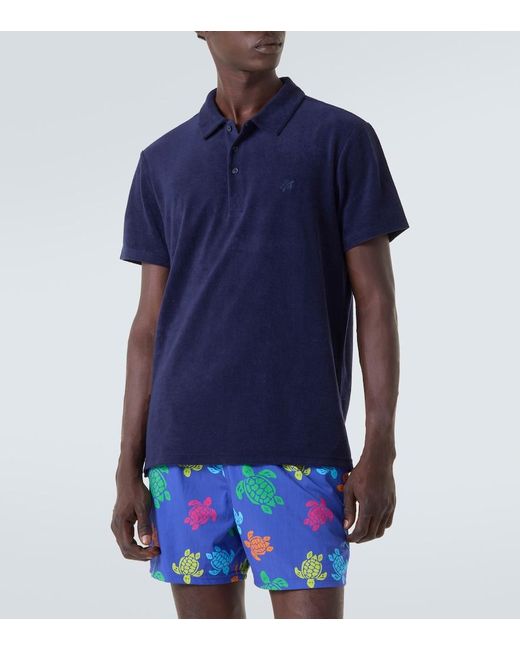 Vilebrequin Blue Phoenix Terry Toweling Polo Shirt for men
