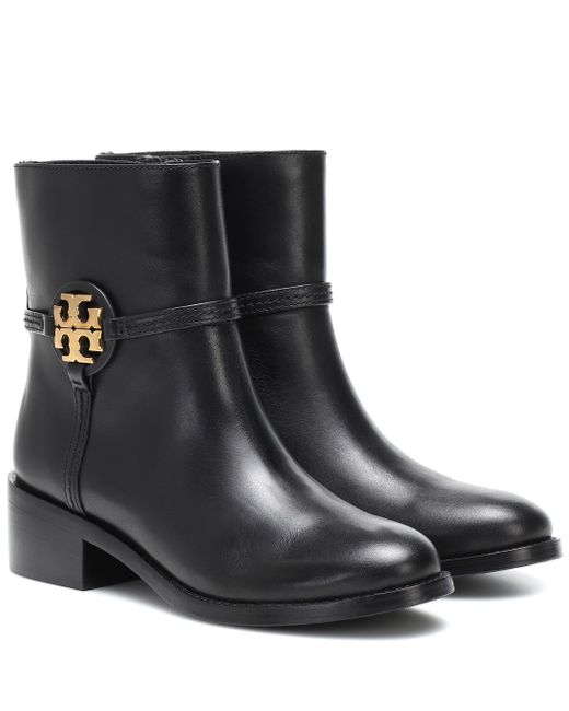 Tory Burch Black Miller Leather Ankle Boots