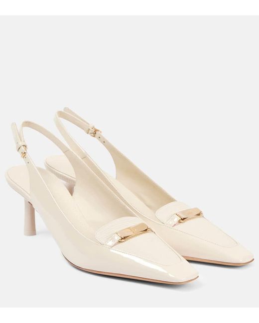 Ferragamo Natural Slingback-Pumps Dilli Aus Lackleder
