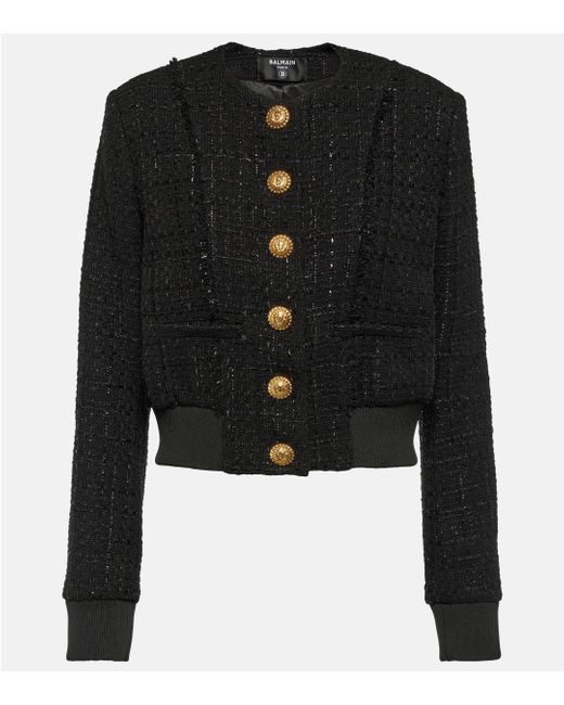 Balmain Black Tweed And Lame Jacket