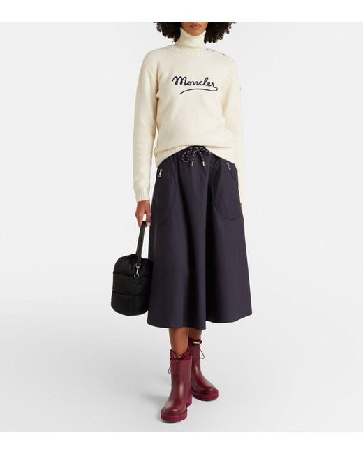 Moncler Natural Embroidered Logo Cotton-Blend Sweater