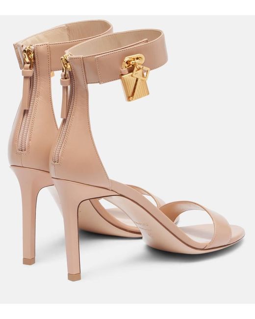 Tom Ford Natural Verzierte Sandalen Padlock Aus Leder