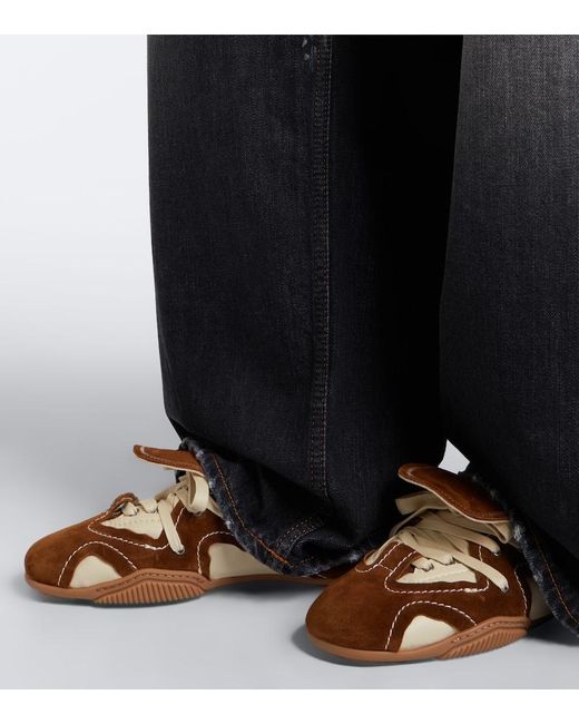 Acne Brown Leather And Suede Sneakers