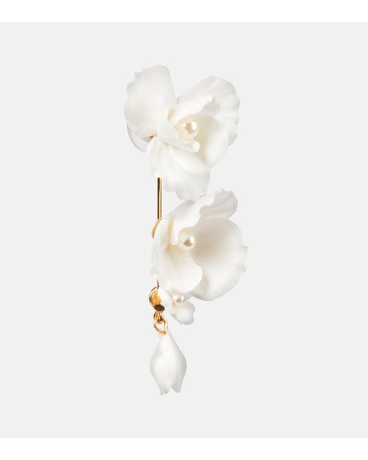 Jennifer Behr White Mariam Floral Drop Earrings