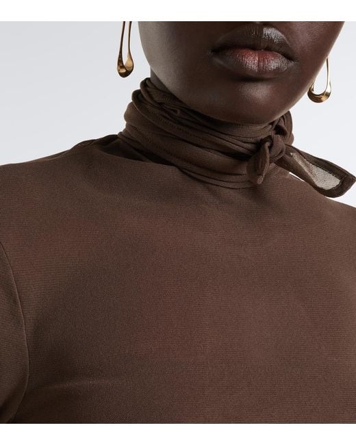 Lemaire Brown Mesh Turtleneck Top