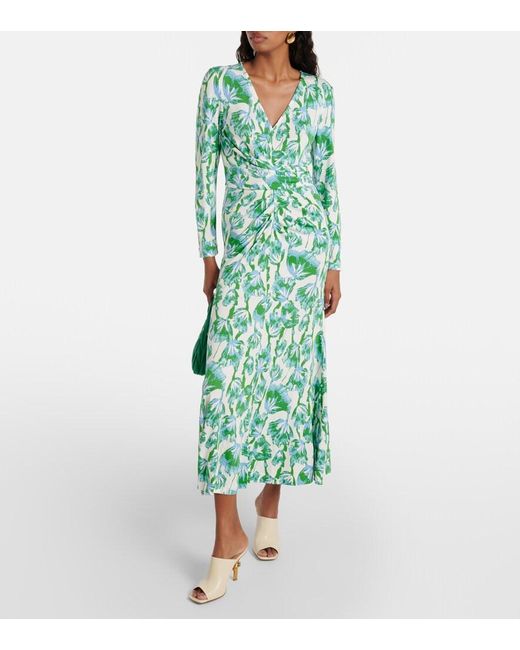 Diane von Furstenberg Green Timmy Printed Midi Dress