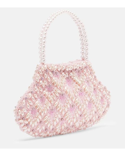 Clio Peppiatt Pink Scallop Mini Embellished Tote Bag