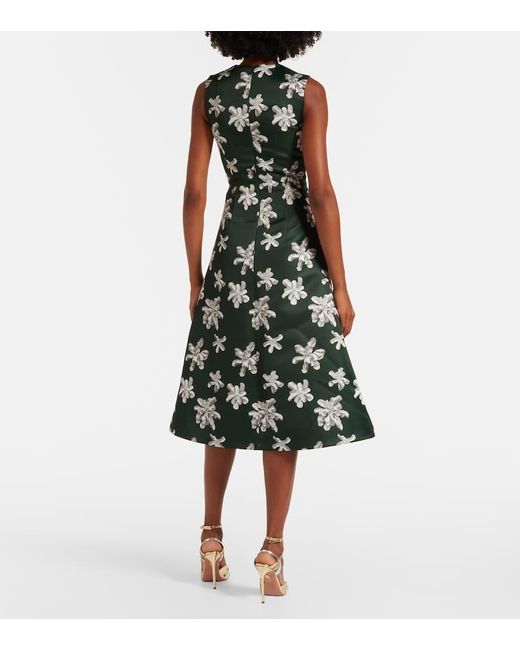 Emilia Wickstead Green Rumi Floral Genzianella Midi Dress