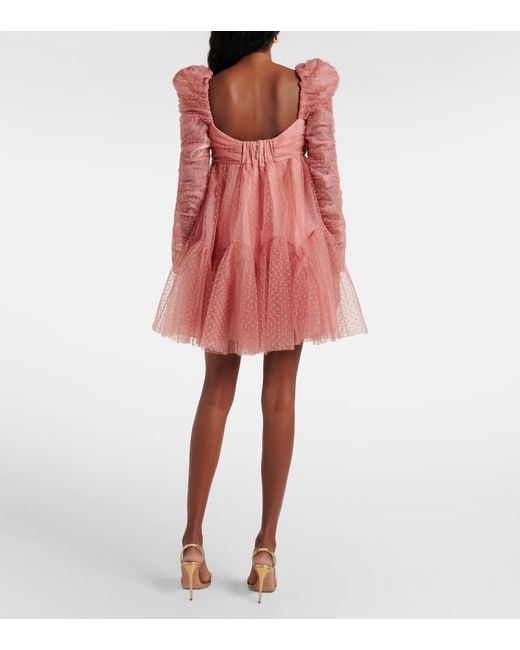 Zimmermann Pink Ruched Tulle Minidress