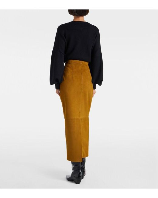 Khaite Brown Loxley Suede Maxi Skirt