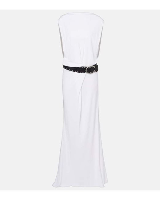 Christopher Esber White Belted Draped Jersey Maxi Dress