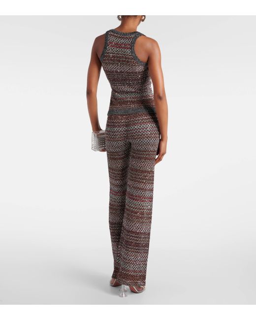 Missoni Brown Striped Sequined Tank Top