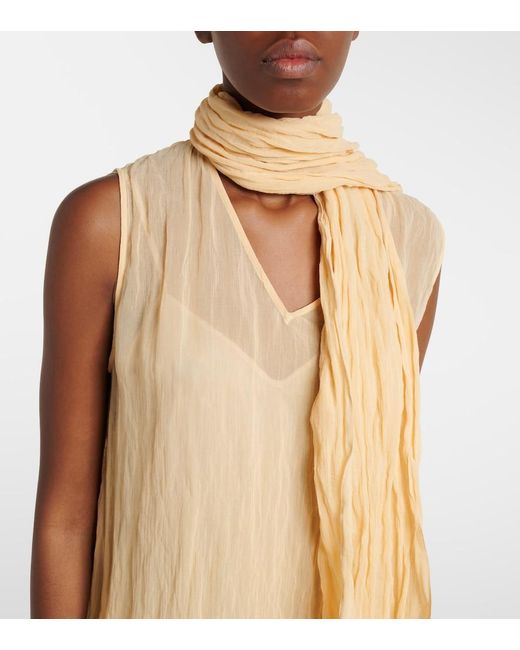 Plan C Metallic Scarf-Detail Cotton-Blend Maxi Dress